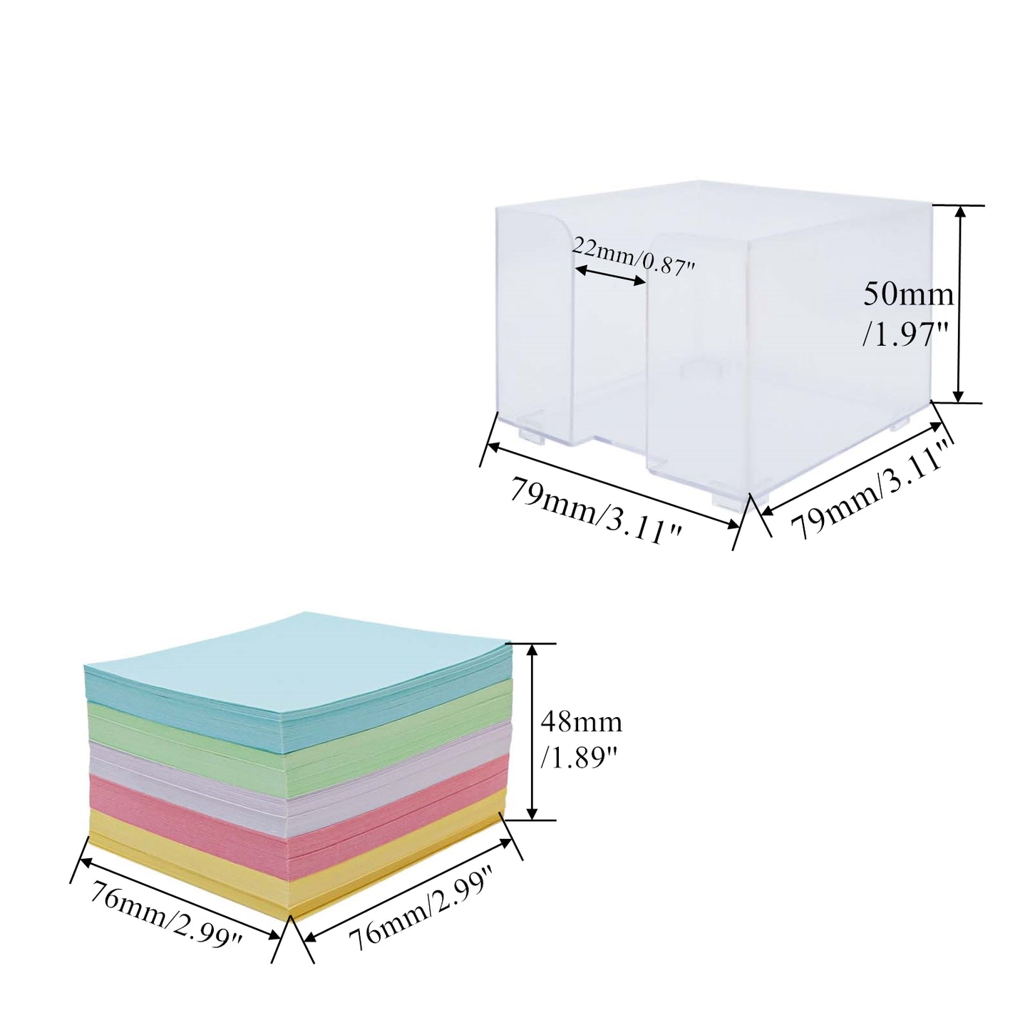 Non Sticky Notes 500 Sheets Note Pads with Clear Plastic Note Holder Reminders Memo Pad