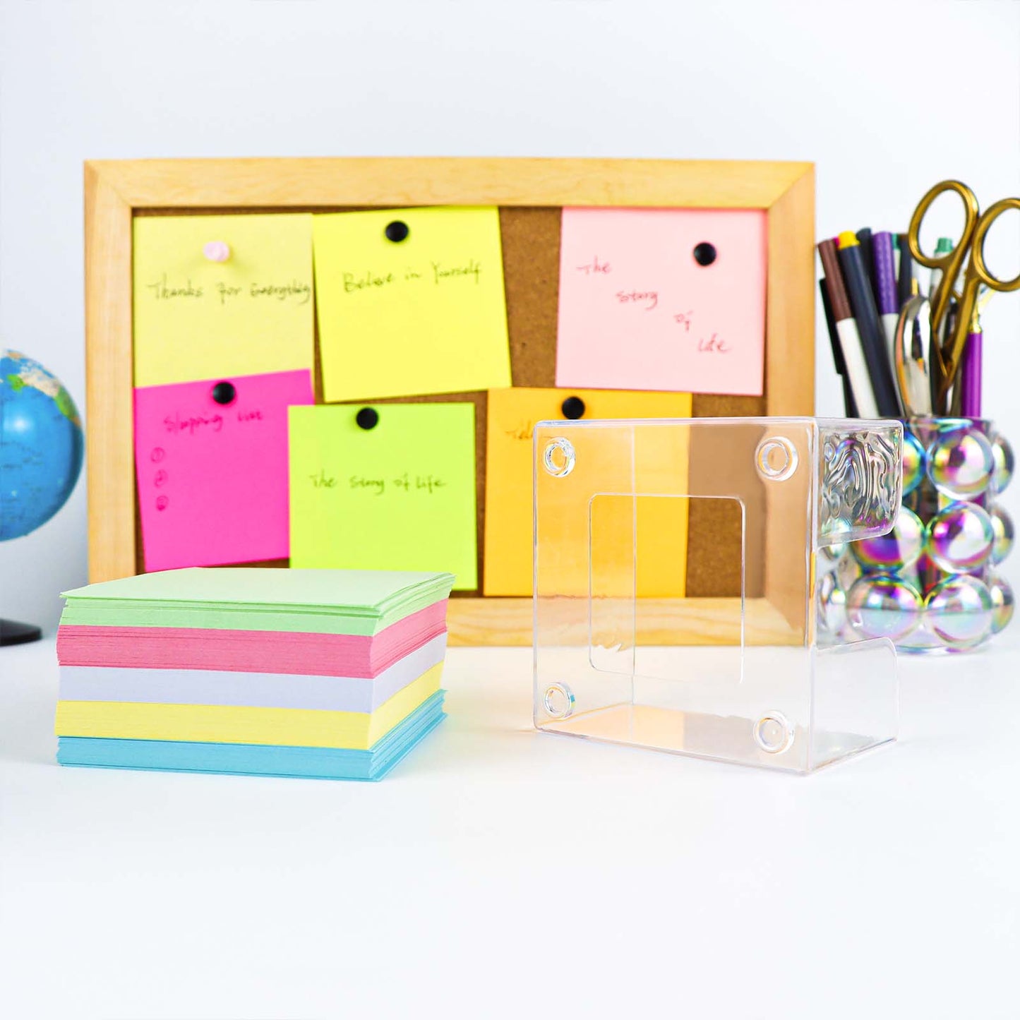 Non Sticky Notes 500 Sheets Note Pads with Clear Plastic Note Holder Reminders Memo Pad