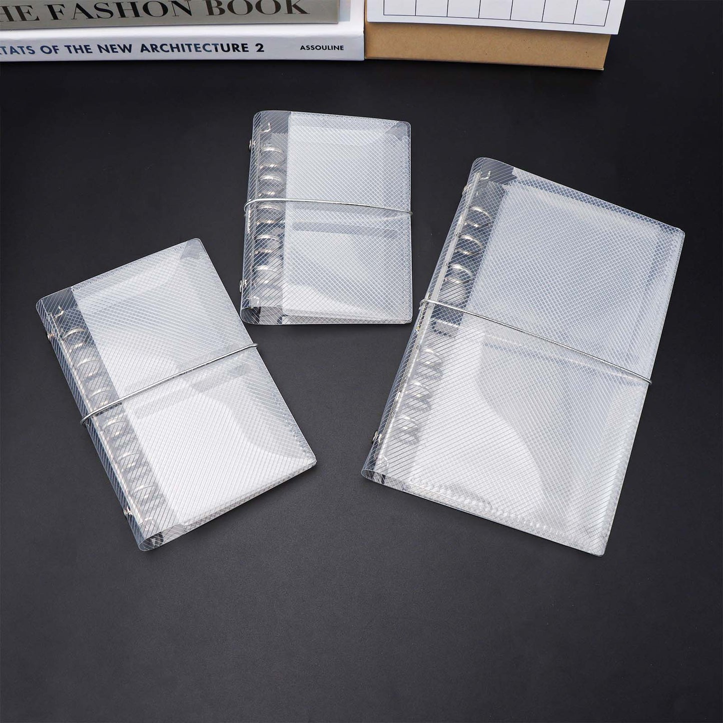A6 A7 A8 PP Trifold Binder with Bandage Loose Leaf Folder Transparent Planner Binder