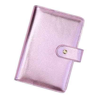 A6 Budget Binder PU Leather 6 Ring Binder Cover Refillable Notebook Shell with Snap Button Closure Card Slots