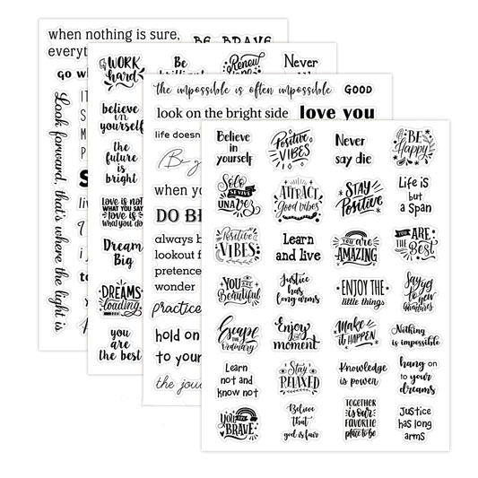 XiowDow 105pcs Transparent Inspirational Word Stickers Different Motivational Saying Sticker 4 Sheets Positive Quote Stickers Scrapbooks Journaling Water Bottles Reward Encouraging