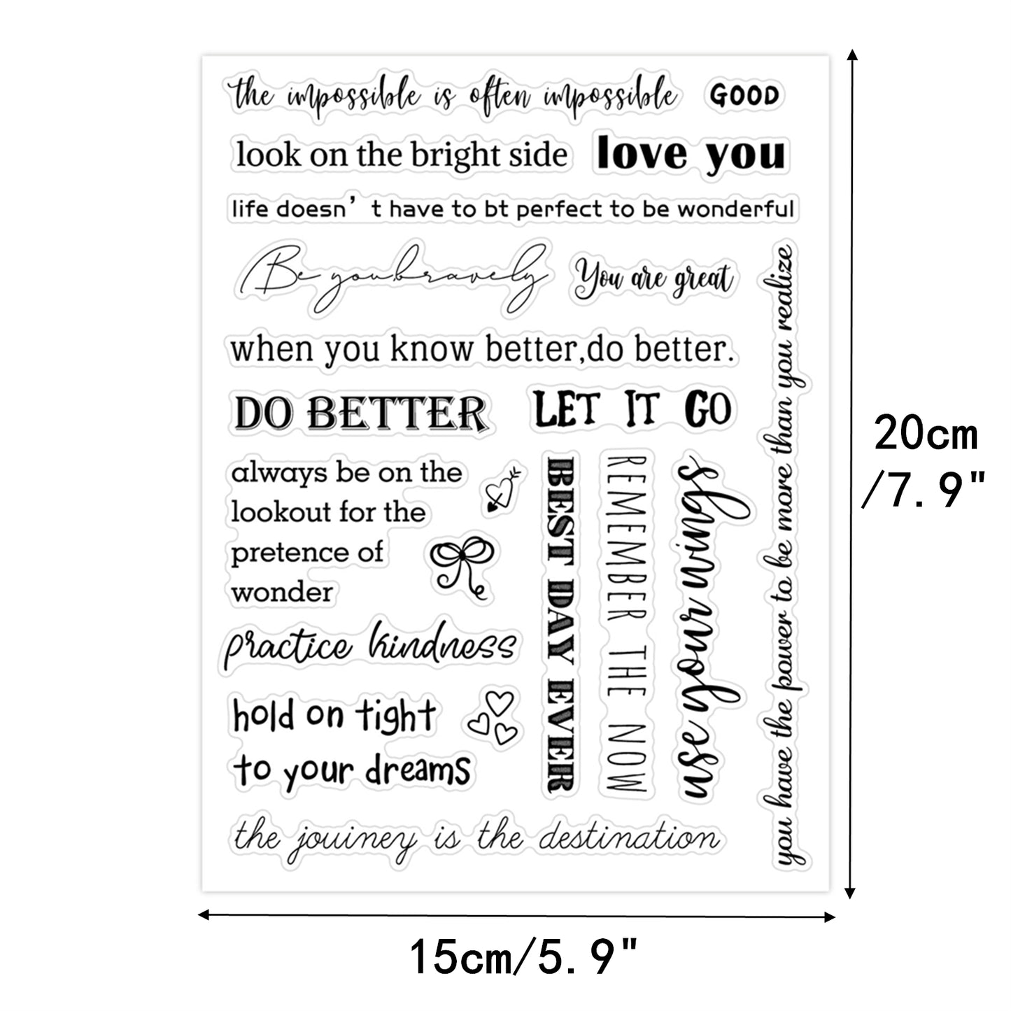 XiowDow 105pcs Transparent Inspirational Word Stickers Different Motivational Saying Sticker 4 Sheets Positive Quote Stickers Scrapbooks Journaling Water Bottles Reward Encouraging