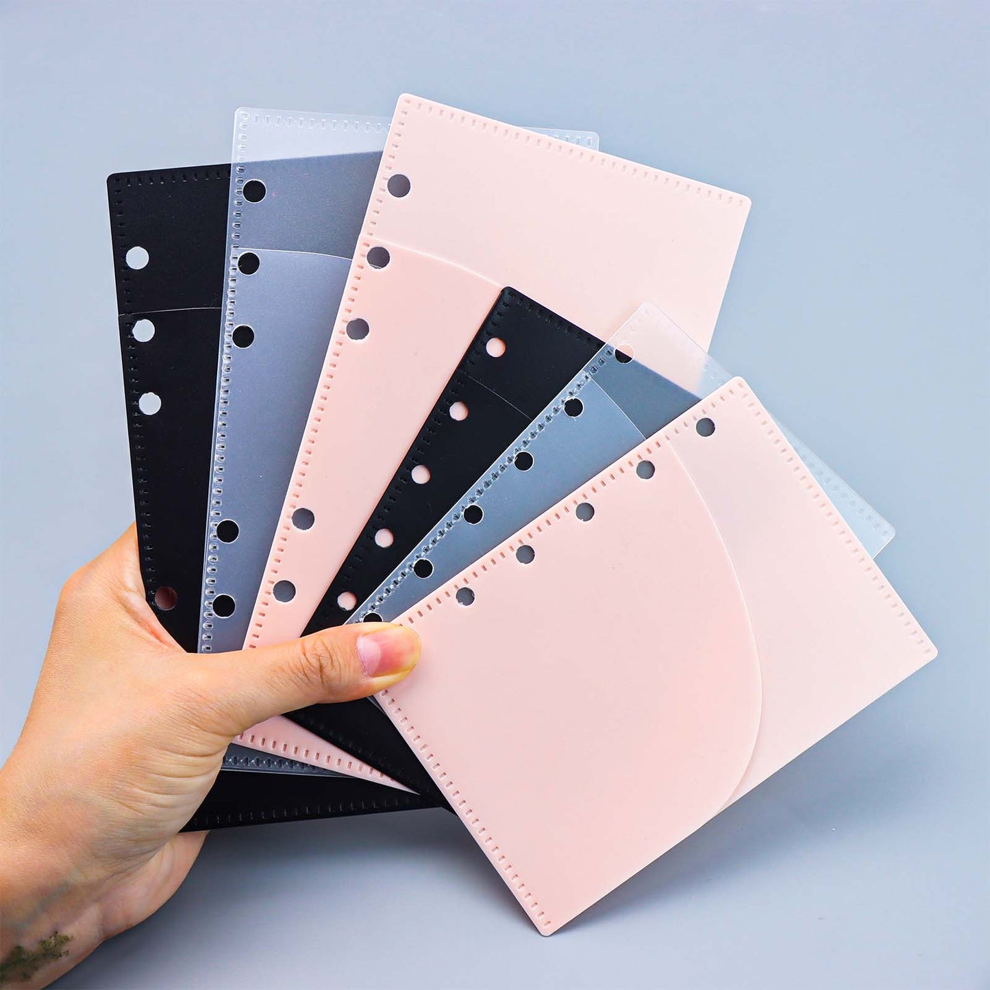 A6/A7 6pcs Cash Envelopes PP Zipless Budget Envelopes 2 Pocket Planner Inserts for 6 Ring Binder