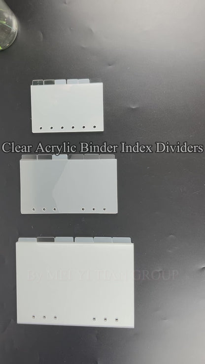 A5 A6 A7 Index Dividers Clear Acrylic 6 Tabs Divider Page Plate Inner Paper Spacer Planner Journal Loose Leaf Binder Dividers