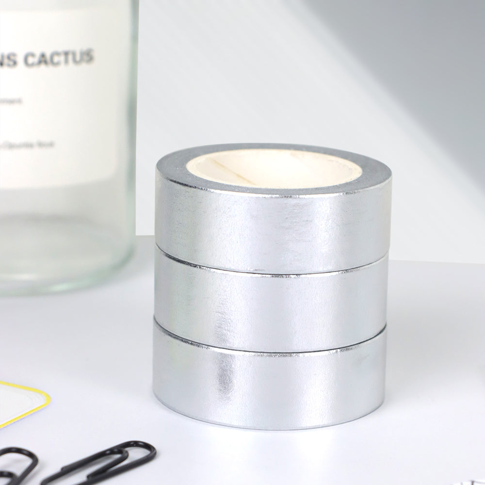 3 Rolls Foil Washi Tape DIY Decorative Tape Colorful Masking Tape Craft Tape for Scrapbook Gift Wrapping